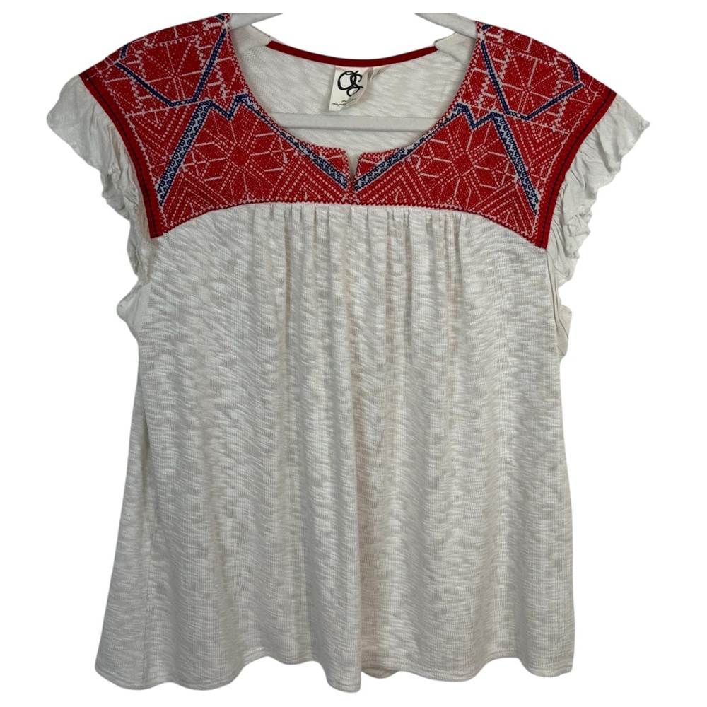 Anthropologie One September Evin Embroidered Boho Peasant Blouse Women’s Medium